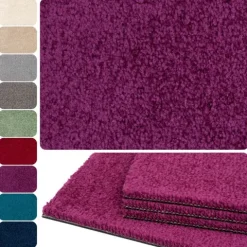 Teppichfliesen 50x50 cm selbstliegend, Velours Hochflor, Simply Soft Lila Pink