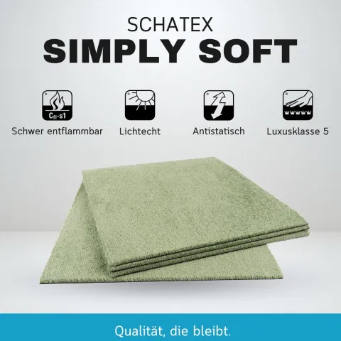 Teppichfliesen 50x50 cm selbstliegend, Velours Hochflor, Simply Soft Petrol Türkis