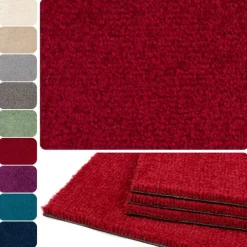 Teppichfliesen 50x50 cm selbstliegend, Velours Hochflor, Simply Soft Rot