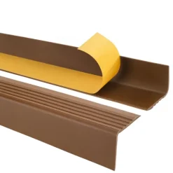 Treppenkantenprofil Selbstklebend 50x42 mm - Treppenprofil PVC für Treppenstufen, Treppenkantenschutz mit Rillen - 70 cm, Braun