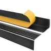 Treppenkantenprofil Selbstklebend 50x42 mm - Treppenprofil PVC für Treppenstufen, Treppenkantenschutz mit Rillen - 70 cm, Schwarz-Silber