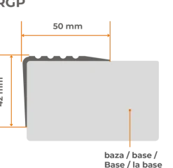 Treppenkantenprofil Selbstklebend 50x42 mm - Treppenprofil PVC für Treppenstufen, Treppenkantenschutz mit Rillen - 70 cm, Silber