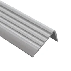 Treppenkantenprofil Selbstklebend 50x42 mm - Treppenprofil PVC für Treppenstufen, Treppenkantenschutz mit Rillen - 70 cm, Silber