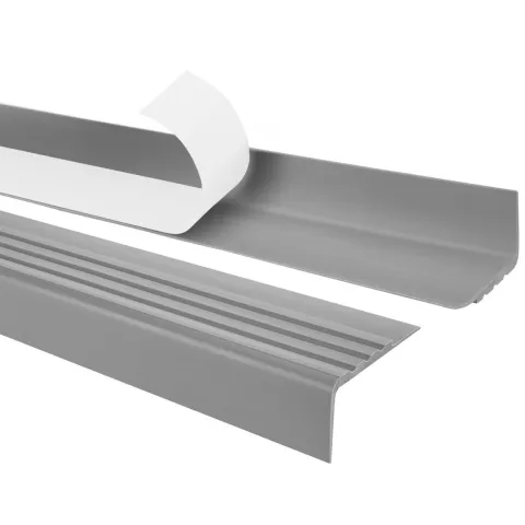 Treppenkantenprofil Selbstklebend 30x27 mm - Treppenprofil PVC für Treppenstufen, Treppenkantenschutz mit Rillen - 80 cm, Grau