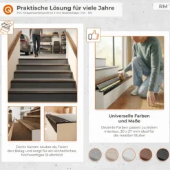 Treppenkantenprofil Selbstklebend 30x27 mm - Treppenprofil PVC für Treppenstufen, Treppenkantenschutz mit Rillen - 80 cm, Grau