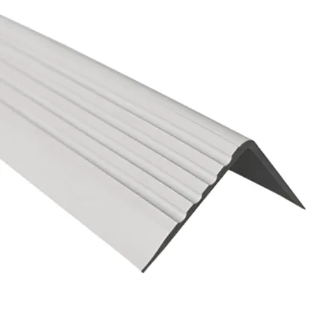 Treppenkantenprofil Selbstklebend 50x42 mm - Treppenprofil PVC für Treppenstufen, Treppenkantenschutz mit Rillen - 70 cm, Hellgrau