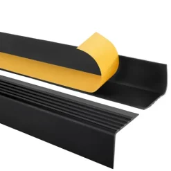 Treppenkantenprofil Selbstklebend 50x42 mm - Treppenprofil PVC für Treppenstufen, Treppenkantenschutz mit Rillen - 70 cm, Schwarz