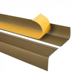 Treppenkantenprofil Selbstklebend 50x42 mm - Treppenprofil PVC für Treppenstufen, Treppenkantenschutz mit Rillen - 70 cm, Messing