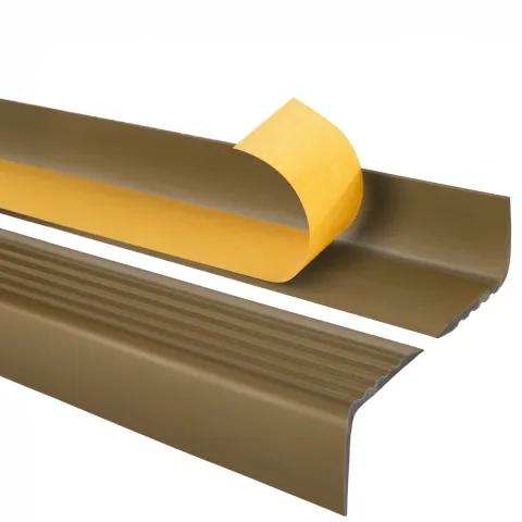 Treppenkantenprofil Selbstklebend 50x42 mm - Treppenprofil PVC für Treppenstufen, Treppenkantenschutz mit Rillen - 70 cm, Messing