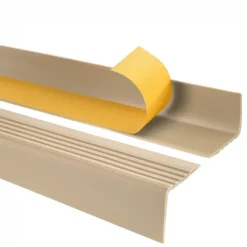 Treppenkantenprofil Selbstklebend 50x42 mm - Treppenprofil PVC für Treppenstufen, Treppenkantenschutz mit Rillen - 70 cm, Beige