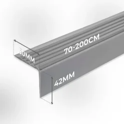 Treppenkantenprofil Selbstklebend 50x42 mm - Treppenprofil PVC für Treppenstufen, Treppenkantenschutz mit Rillen - 70 cm, Beige