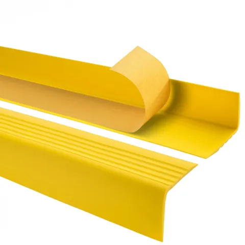 Treppenkantenprofil Selbstklebend 50x42 mm - Treppenprofil PVC für Treppenstufen, Treppenkantenschutz mit Rillen - 70 cm, Gelb
