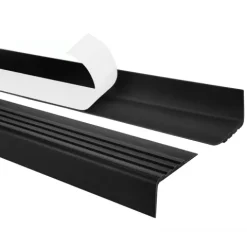 Treppenkantenprofil Selbstklebend 30x27 mm - Treppenprofil PVC für Treppenstufen, Treppenkantenschutz mit Rillen - 80 cm, Schwarz