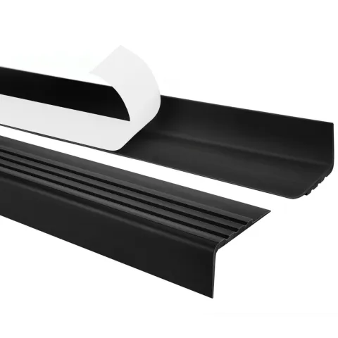Treppenkantenprofil Selbstklebend 30x27 mm - Treppenprofil PVC für Treppenstufen, Treppenkantenschutz mit Rillen - 80 cm, Schwarz