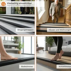 Treppenkantenprofil Selbstklebend 50x48 mm - PVC Treppenprofil Antirutsch, Rollbar - 6 m, Schwarz