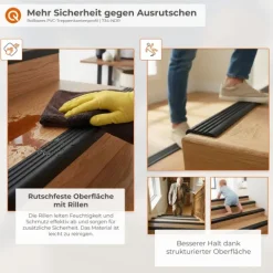 Treppenkantenprofil Selbstklebend 50x48 mm - PVC Treppenprofil Antirutsch, Rollbar - 6 m, Schwarz