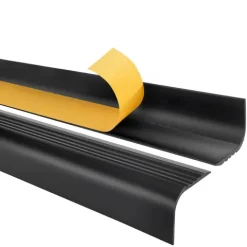 Treppenkantenprofil Selbstklebend 52x40 mm - Treppenprofil PVC für Treppenstufen, Treppenkantenschutz mit Rillen - 130 cm, Schwarz