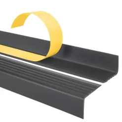 Treppenkantenprofil Selbstklebend 40x25 mm, Treppenprofil PVC für Treppenstufen, Treppenkantenschutz mit Rillen, Antirutsch - 90 cm, Dunkelgrau
