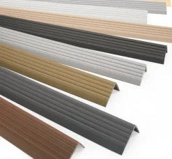Treppenkantenprofil Selbstklebend 40x25 mm, Treppenprofil PVC für Treppenstufen, Treppenkantenschutz mit Rillen, Antirutsch - 90 cm, Dunkelgrau