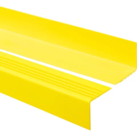 Treppenkantenprofil Selbstklebend 50x50 mm - Treppenprofil PVC für Treppenstufen, Treppenkantenschutz mit Rillen - 110 cm, Gelb