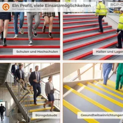 Treppenkantenprofil Selbstklebend 50x50 mm - Treppenprofil PVC für Treppenstufen, Treppenkantenschutz mit Rillen - 110 cm, Gelb