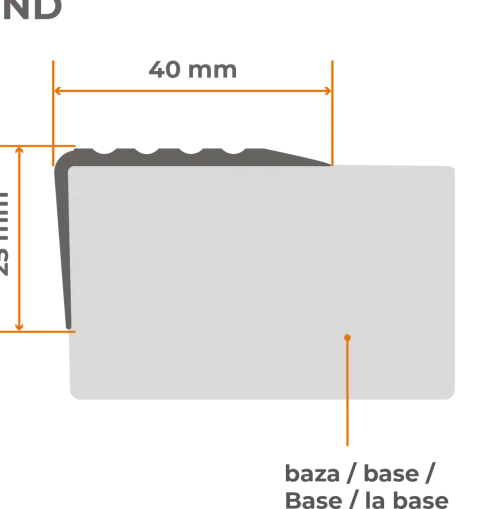 Treppenkantenprofil Selbstklebend 40x25 mm, Treppenprofil PVC für Treppenstufen, Treppenkantenschutz mit Rillen, Antirutsch - 70 cm, Schwarz-Silber