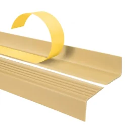 Treppenkantenprofil Selbstklebend 40x25 mm, Treppenprofil PVC für Treppenstufen, Treppenkantenschutz mit Rillen, Antirutsch - 70 cm, Creme