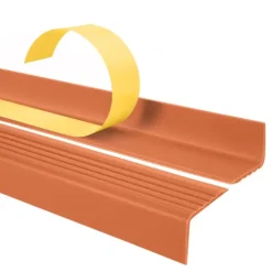 Treppenkantenprofil Selbstklebend 40x25 mm, Treppenprofil PVC für Treppenstufen, Treppenkantenschutz mit Rillen, Antirutsch - 70 cm, Ziegelfarbe