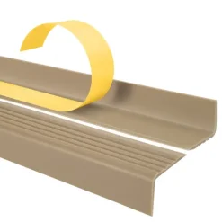 Treppenkantenprofil Selbstklebend 40x25 mm, Treppenprofil PVC für Treppenstufen, Treppenkantenschutz mit Rillen, Antirutsch - 70 cm, Beige
