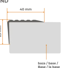 Treppenkantenprofil Selbstklebend 40x25 mm, Treppenprofil PVC für Treppenstufen, Treppenkantenschutz mit Rillen, Antirutsch - 70 cm, Beige
