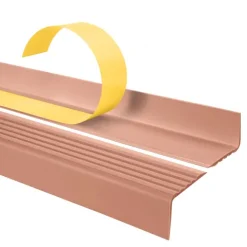 Treppenkantenprofil Selbstklebend 40x25 mm, Treppenprofil PVC für Treppenstufen, Treppenkantenschutz mit Rillen, Antirutsch - 70 cm, Hellbraun
