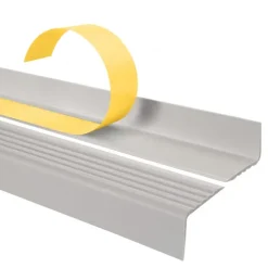Treppenkantenprofil Selbstklebend 40x25 mm, Treppenprofil PVC für Treppenstufen, Treppenkantenschutz mit Rillen, Antirutsch - 70 cm, Hellgrau