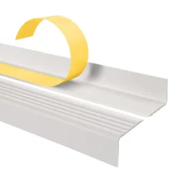 Treppenkantenprofil Selbstklebend 40x25 mm, Treppenprofil PVC für Treppenstufen, Treppenkantenschutz mit Rillen, Antirutsch - 80 cm, Weiß