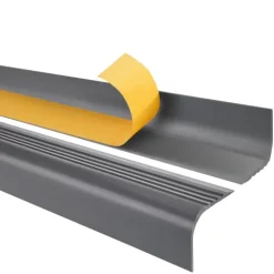 Treppenkantenprofil Selbstklebend 52x40 mm - Treppenprofil PVC für Treppenstufen, Treppenkantenschutz mit Rillen - 80 cm, Dunkelgrau