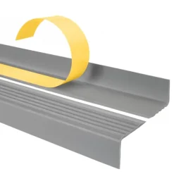 Treppenkantenprofil Selbstklebend 40x25 mm, Treppenprofil PVC für Treppenstufen, Treppenkantenschutz mit Rillen, Antirutsch - 110 cm, Grau