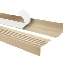 Treppenkantenprofil Selbstklebend 30x27 mm - Treppenprofil PVC für Treppenstufen, Treppenkantenschutz mit Rillen - 70 cm, Beige