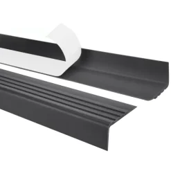 Treppenkantenprofil Selbstklebend 30x27 mm - Treppenprofil PVC für Treppenstufen, Treppenkantenschutz mit Rillen - 70 cm, Dunkelgrau