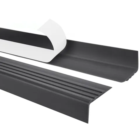 Treppenkantenprofil Selbstklebend 30x27 mm - Treppenprofil PVC für Treppenstufen, Treppenkantenschutz mit Rillen - 70 cm, Dunkelgrau