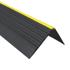 Treppenkantenprofil Selbstklebend 55x40 mm -Treppenprofil, Warnprofil PVC für Treppenstufen, Treppenkantenschutz mit Rillen - 100 cm, Schwarz
