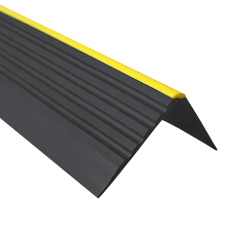 Treppenkantenprofil Selbstklebend 55x40 mm -Treppenprofil, Warnprofil PVC für Treppenstufen, Treppenkantenschutz mit Rillen - 100 cm, Schwarz
