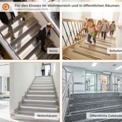 Treppenprofil für Treppenstufenrillen 4,5mm, PVC Gummiprofil Dichtung, Antirutsch - 25 Meter, Schwarz