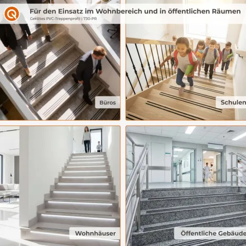 Treppenprofil für Treppenstufenrillen 4,5mm, PVC Gummiprofil Dichtung, Antirutsch - 25 Meter, Schwarz