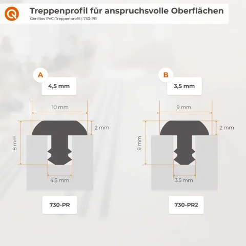 Treppenprofil für Treppenstufenrillen 4,5mm, PVC Gummiprofil Dichtung, Antirutsch - 25 Meter, Schwarz