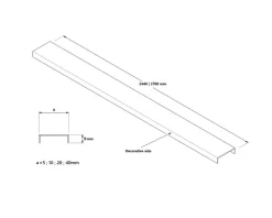U-Profil aus rostfreiem Stahl geschliffen 5mm x 2700mm - Satiniertes Silber