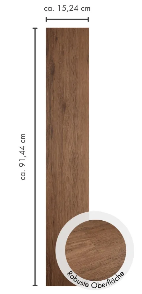 Vinylboden selbstklebend Designplanke 15,24 cm x 91,44 cm in Eichenoptik Dunkelbraun