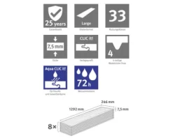 Vinylboden Waltham Eiche weiss Landhausdiele 1292 x 246 x 7,5 mm
