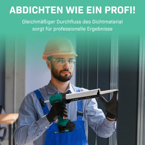 VONROC Akku Kartuschenpresse, Kartuschenpistole neues Modell - 20V - 4 Stufen Durchfluss, Silikonpistole inklusive 2x2h Akku und Ladegerät