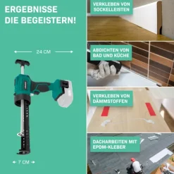 VONROC Akku Kartuschenpresse, Kartuschenpistole neues Modell - 20V - 4 Stufen Durchfluss, Silikonpistole inklusive 2x2h Akku und Ladegerät