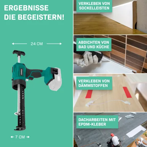 VONROC Akku Kartuschenpresse, Kartuschenpistole neues Modell - 20V - 4 Stufen Durchfluss, Silikonpistole inklusive 2x2h Akku und Ladegerät