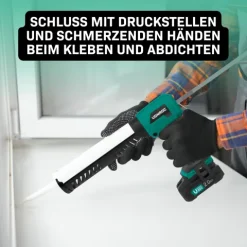 VONROC Akku Kartuschenpresse, Kartuschenpistole neues Modell - 20V - 4 Stufen Durchfluss, Silikonpistole inklusive 2x2h Akku und Ladegerät